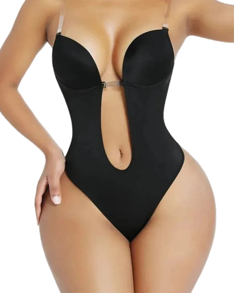 Backless U-Plunge Thong Bodysuit